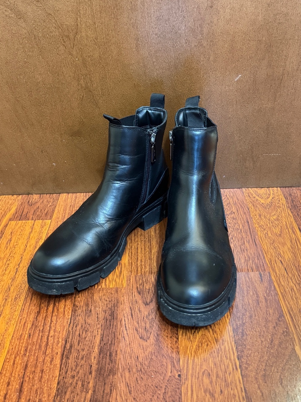 Blondo Paola Black Chelsea Lug Sole Ankle Boots - Waterproof